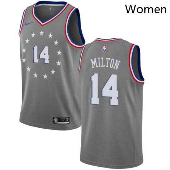 Womens Nike Philadelphia 76ers 14 Shake Milton Swingman Gray NBA Jersey City Edition